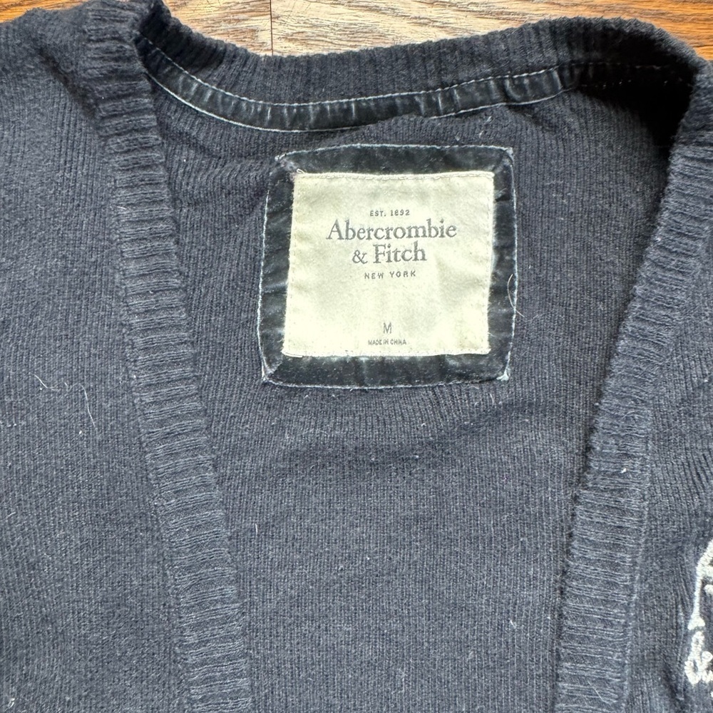 Abercrombie & Fitch Navy Blue Button Front Cardigan Sweater Women’s Medium - Picture 4 of 4